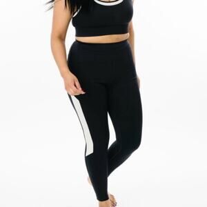 ZYIA ACTIVE Black White Primo Mesh Hi-Rise 7/8‎ Workout Running Leggings 16-18